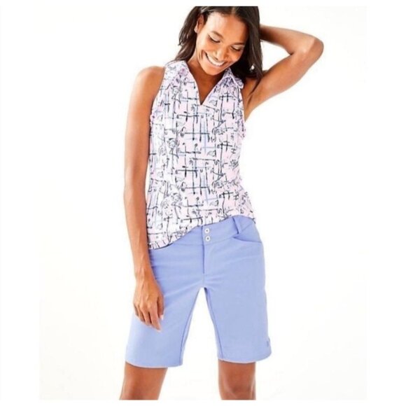 Lilly Pulitzer Womens UPF 50+ Fairway Performance Shorts Blue Peri Size 14 NWD - Picture 1 of 7